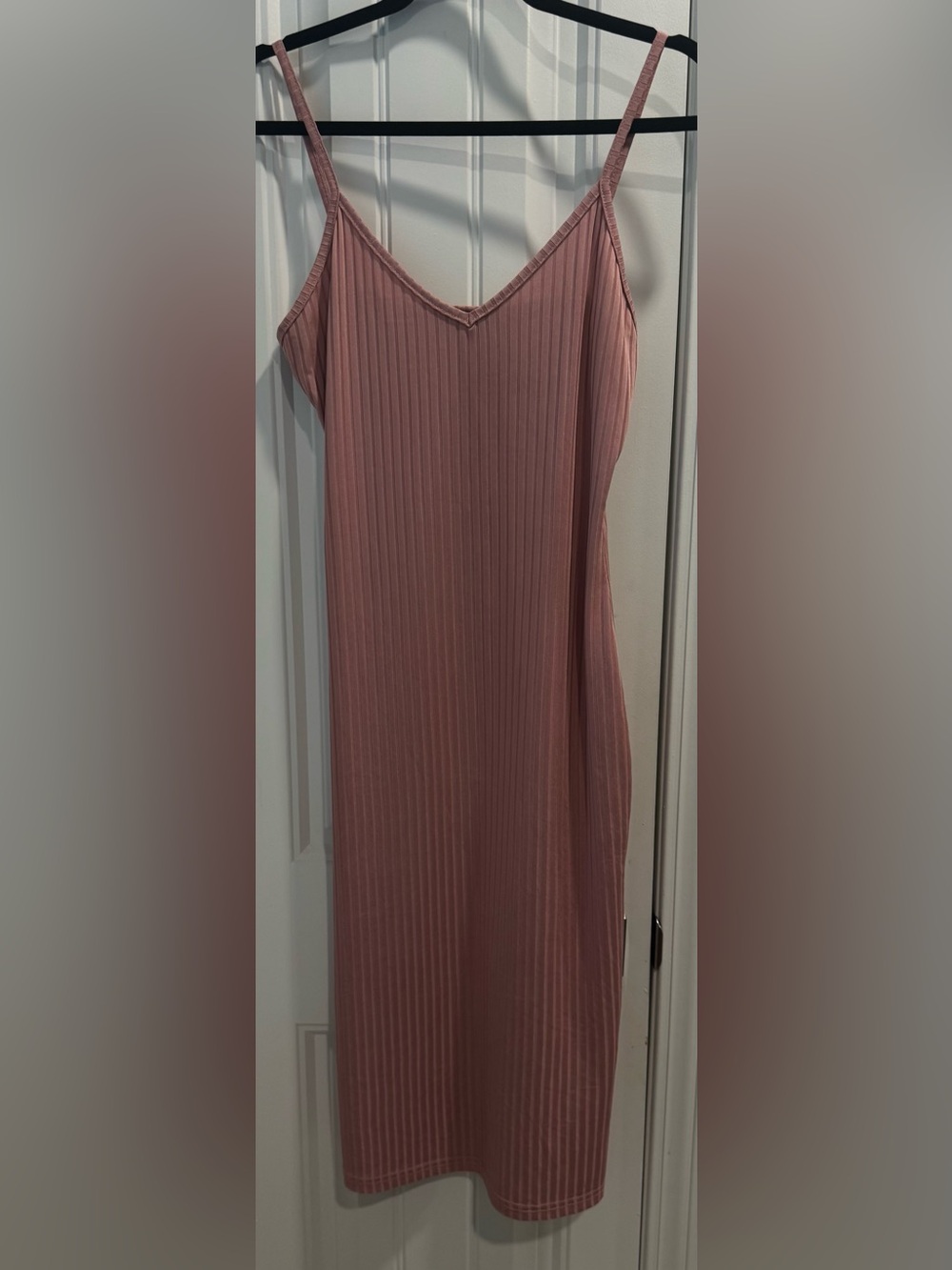 SHEIN Ribbed Slip Maxi Dress in Mauve Pink